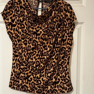 RACHEL Rachel Roy Leopard Print Cowl Neck Blouse